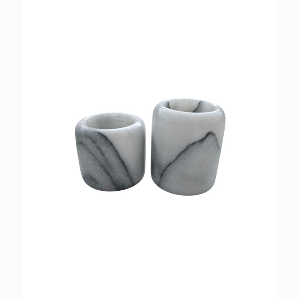 Marble Gray and White Candle Holders